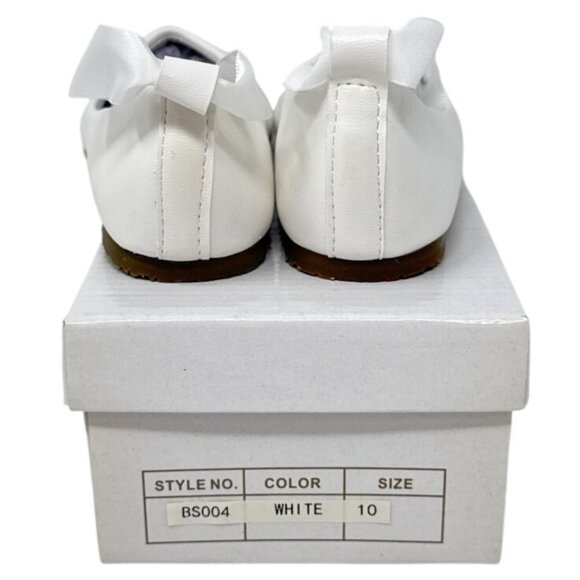 Kids Dream Girls White Ballet Flats with Ribbon Tie Size 10 BS004 - Picture 2 of 6